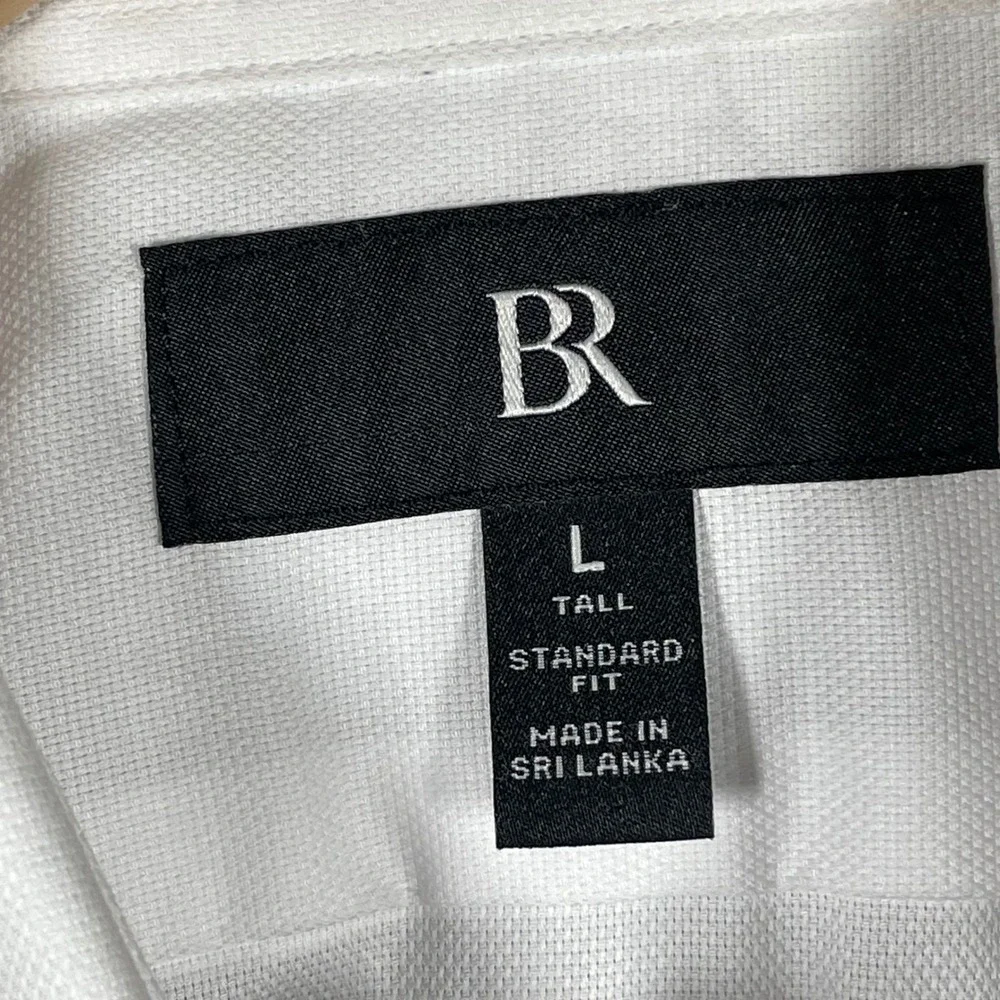 Banana Republic Mens White Wrinkle Resistant Cotton Dress Shirt L Tall Standard